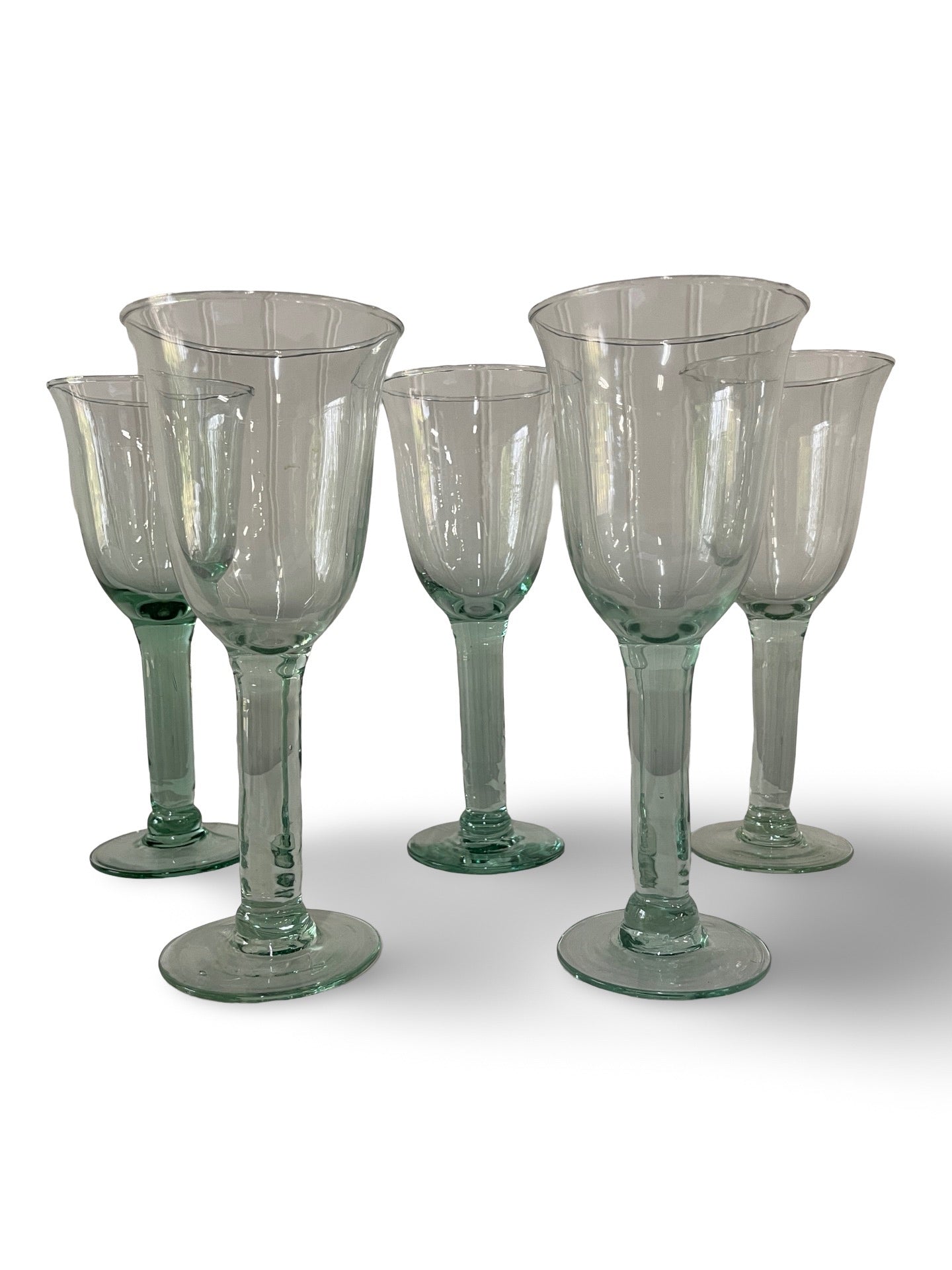 blown glass wine goblets Set of 5 Hand-blown Wine Glasses
