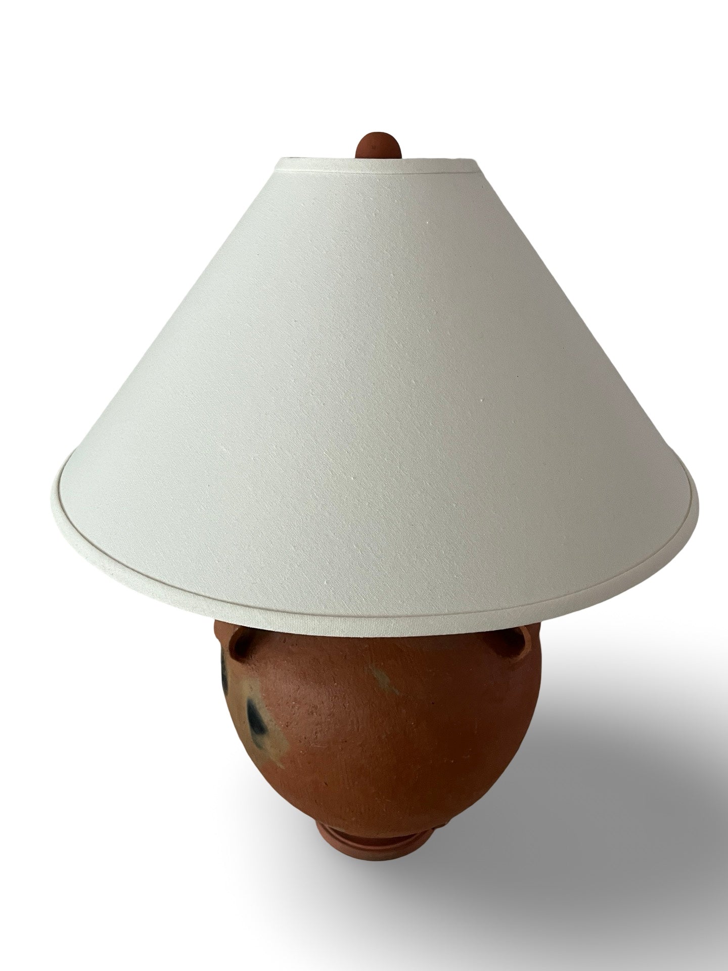 Large Vintage Terracotta Resin Pottery Lamp with Shade
