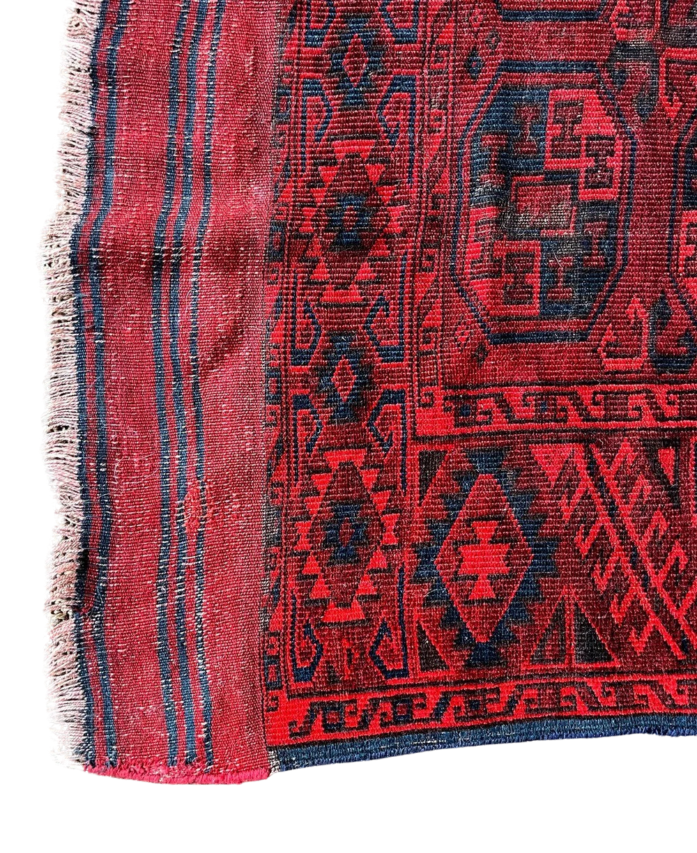 Vintage Large Bokhara Rug with H-Pattern