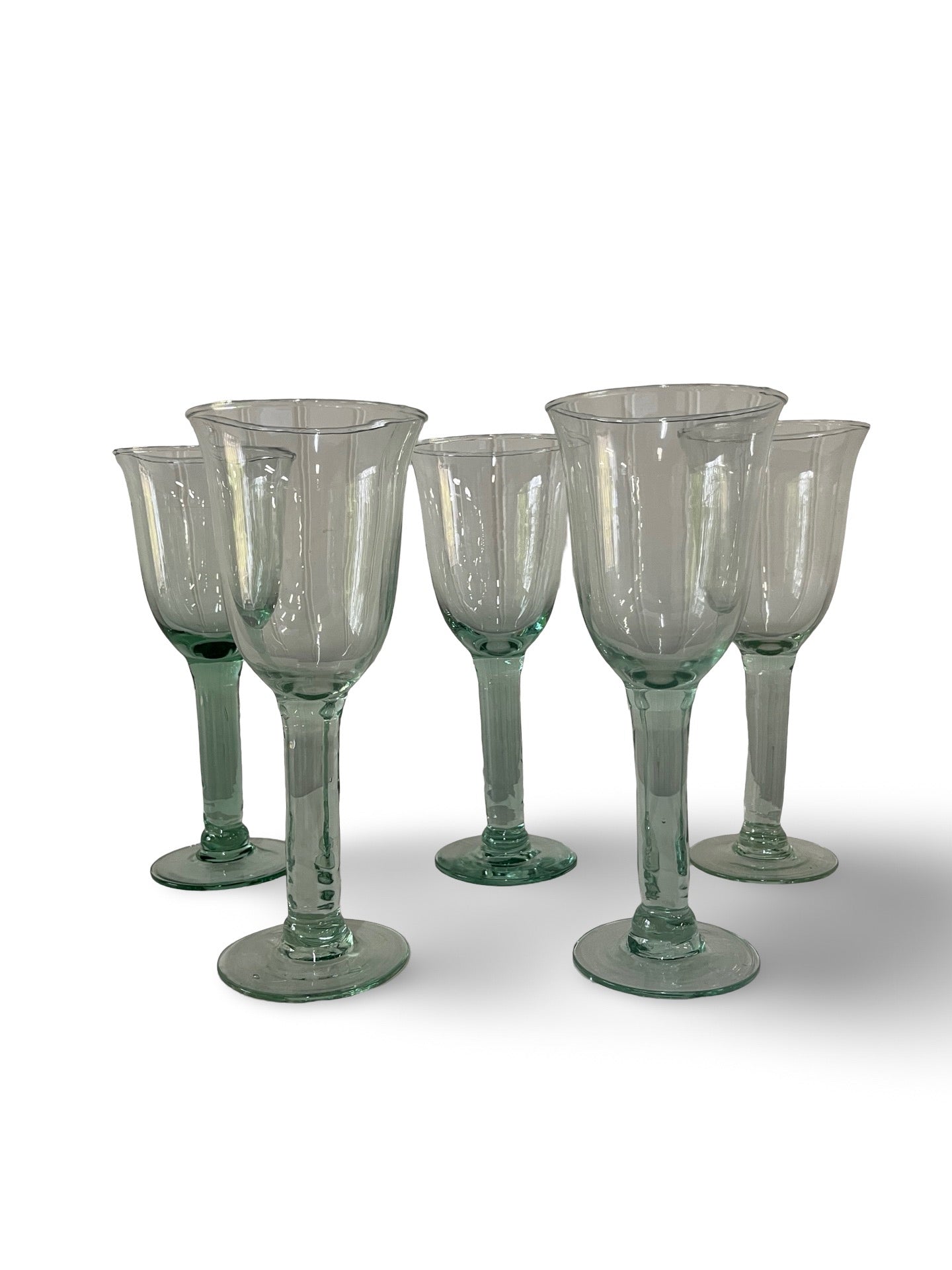 Set of 5 Hand-blown Wine Glasses