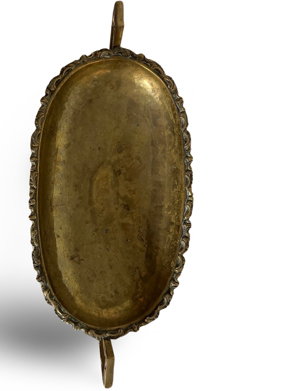 Brass Footed Bowl with Decorative Carved Details