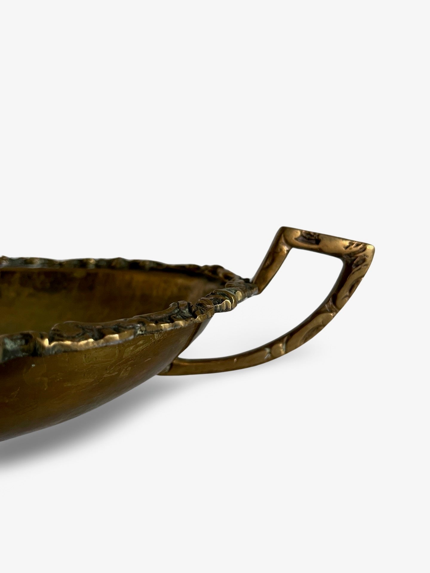 Brass Footed Bowl with Decorative Carved Details