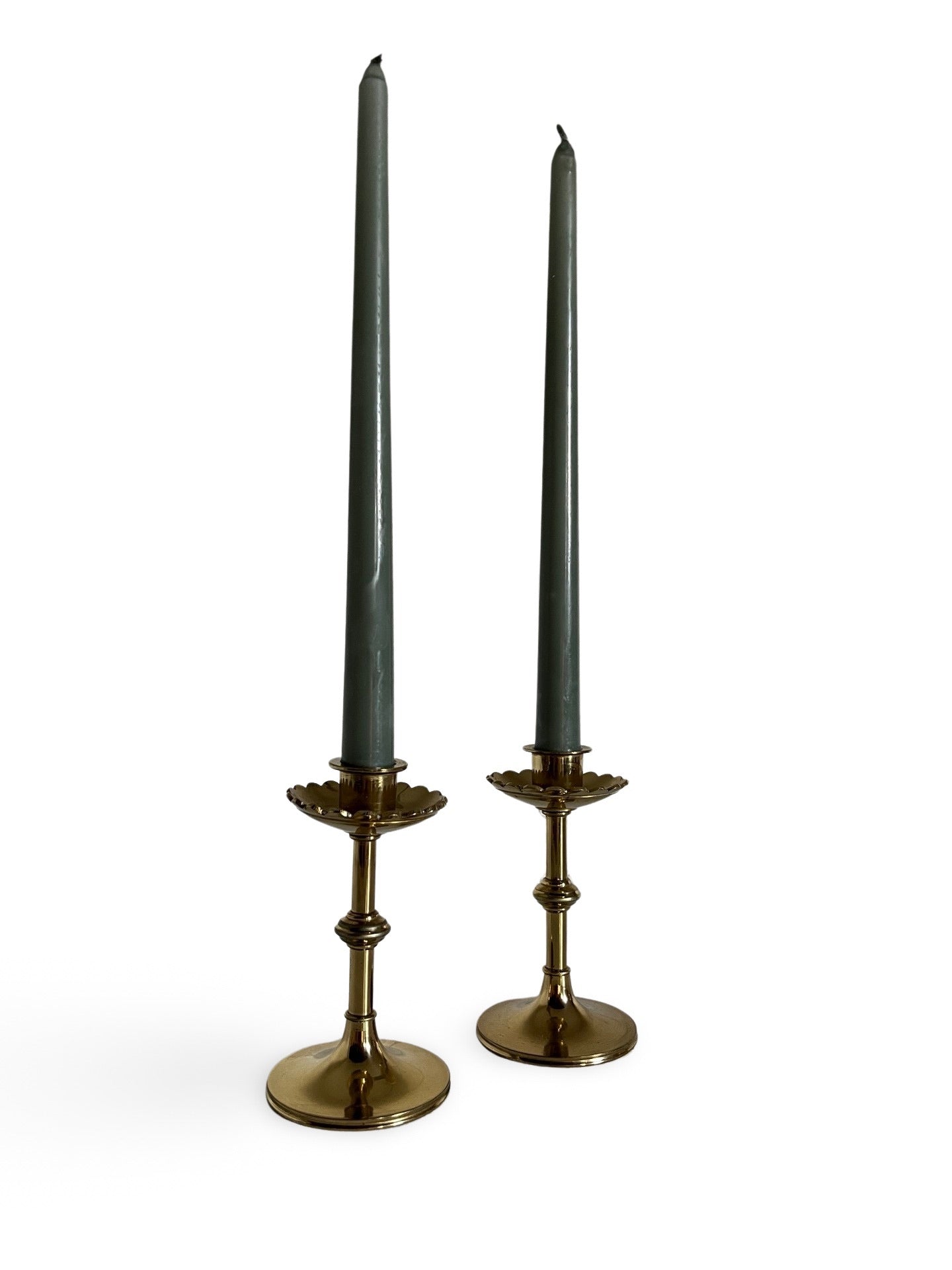 Vintage Brass Scallop Candlesticks