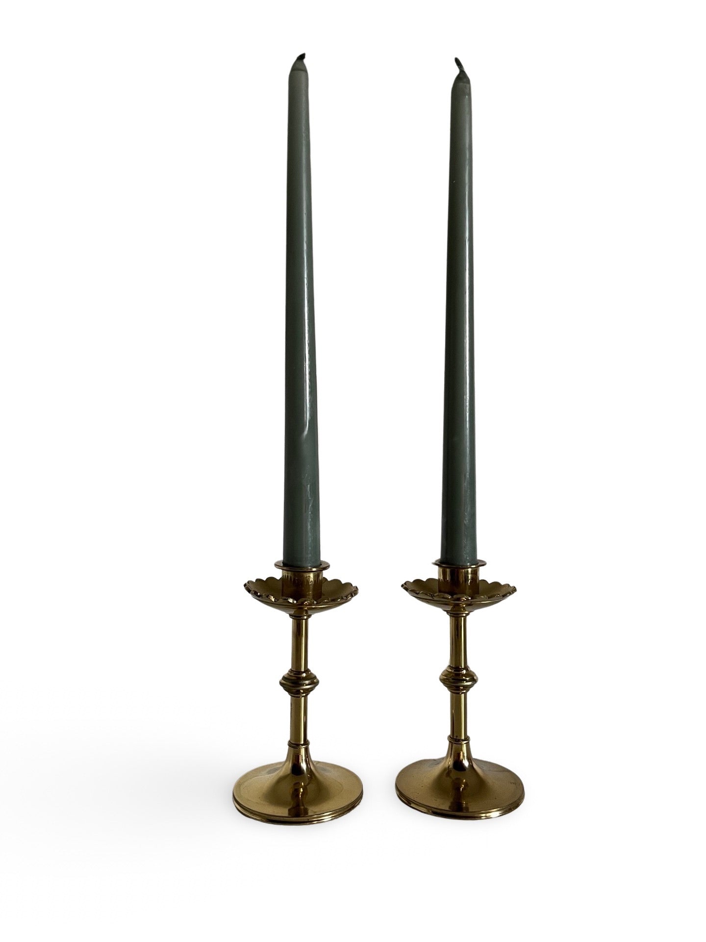 Vintage Brass Scallop Candlesticks