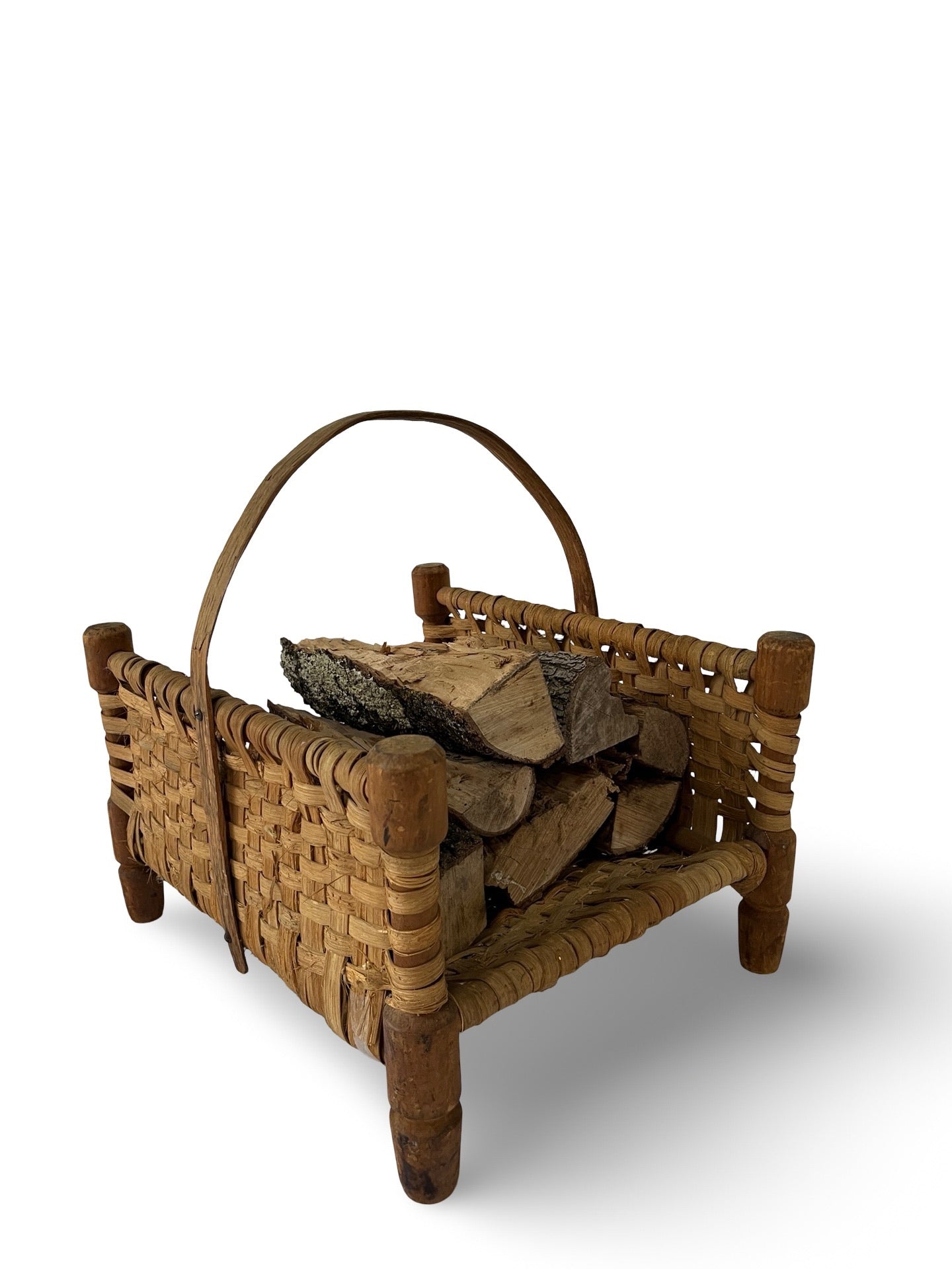 Antique Footed Basket Log Carrier