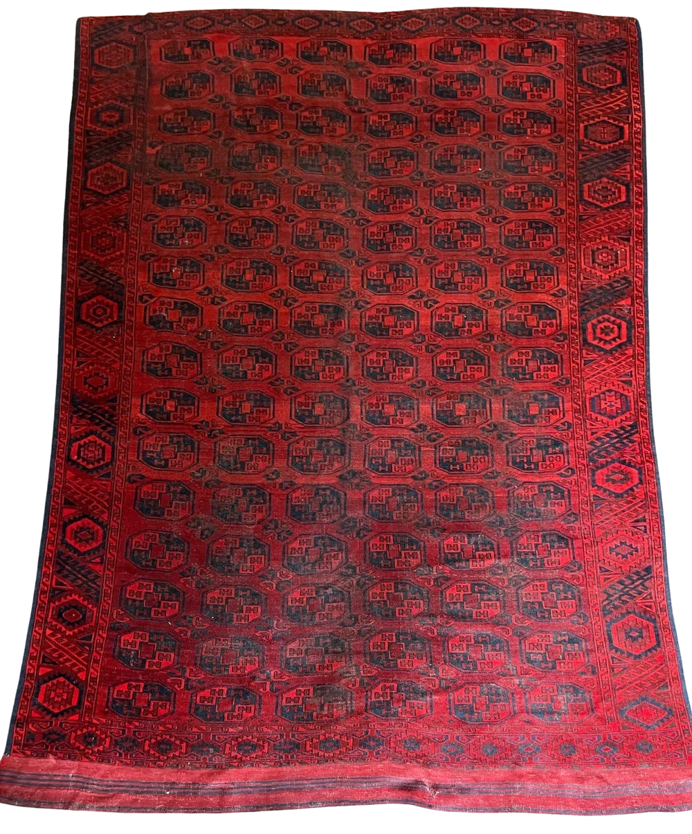 Vintage Large Bokhara Rug with H-Pattern