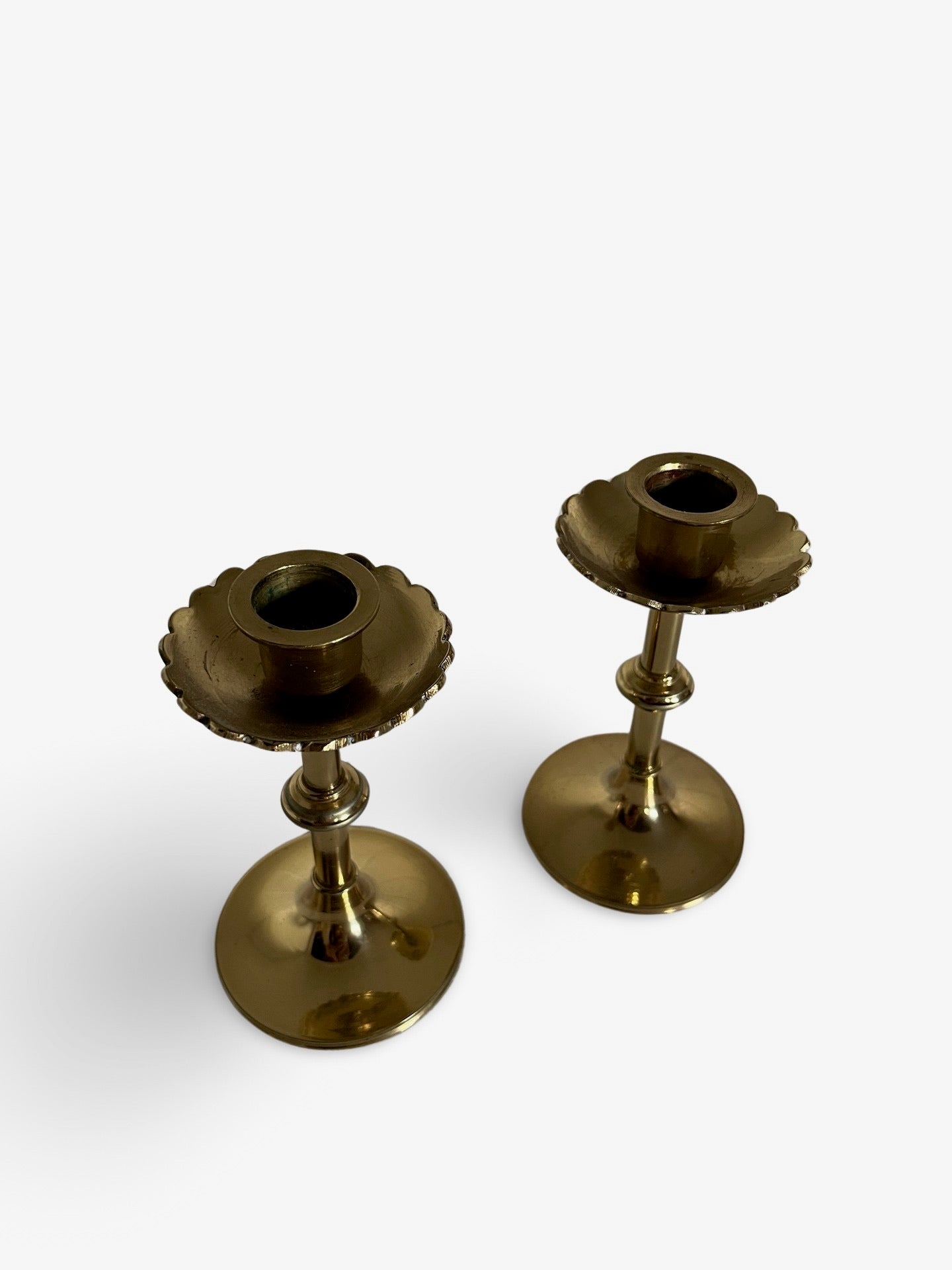 Vintage Brass Scallop Candlesticks