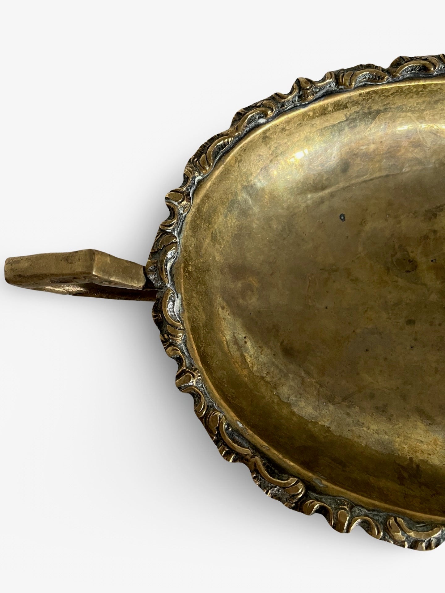 Brass Footed Bowl with Decorative Carved Details