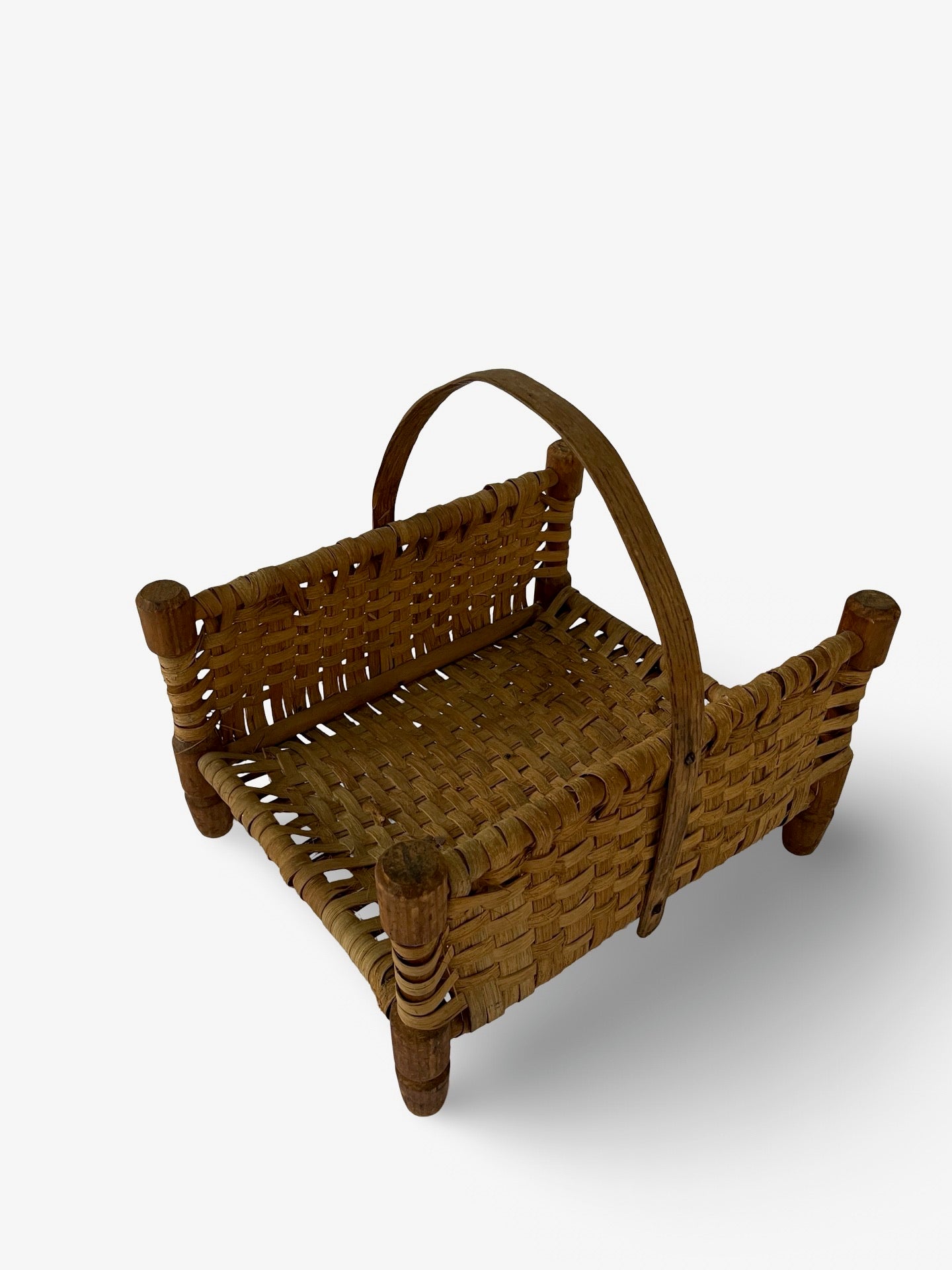 Antique Footed Basket Log Carrier