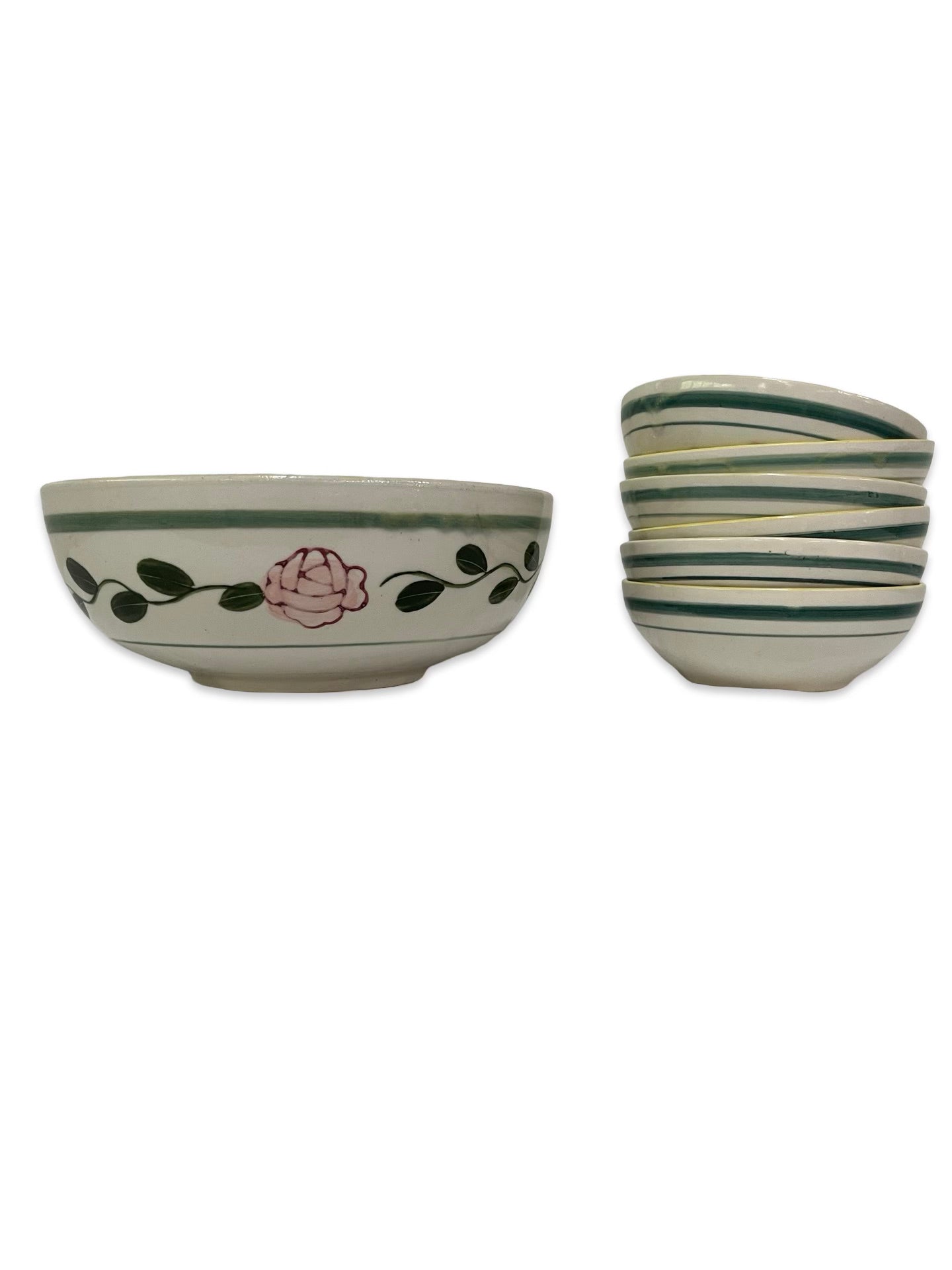 Vintage Hand-Painted Salad Bowl Set