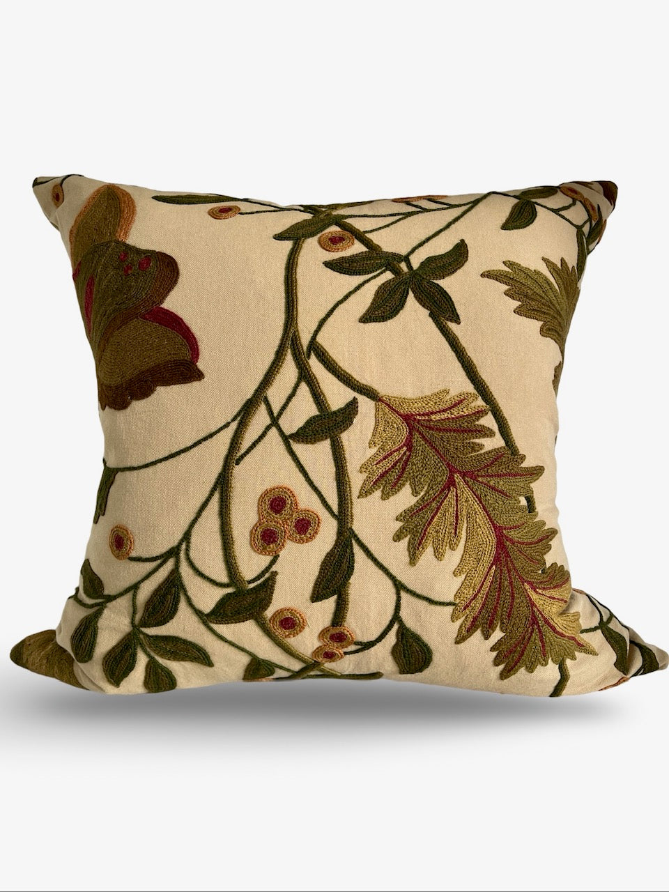 Embroidered Crewel Pillow