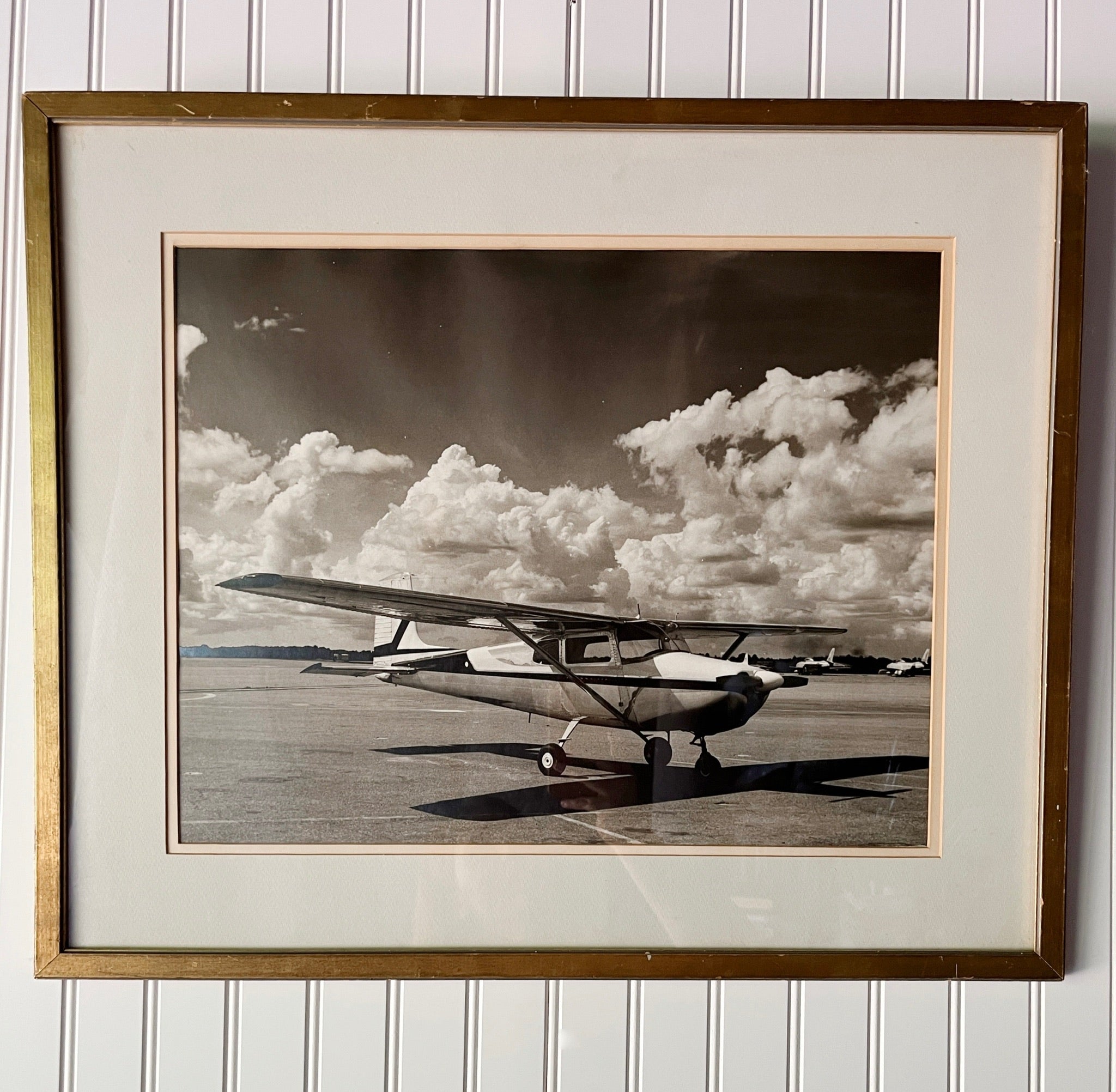 Vintage Black and White Airplane Photograph